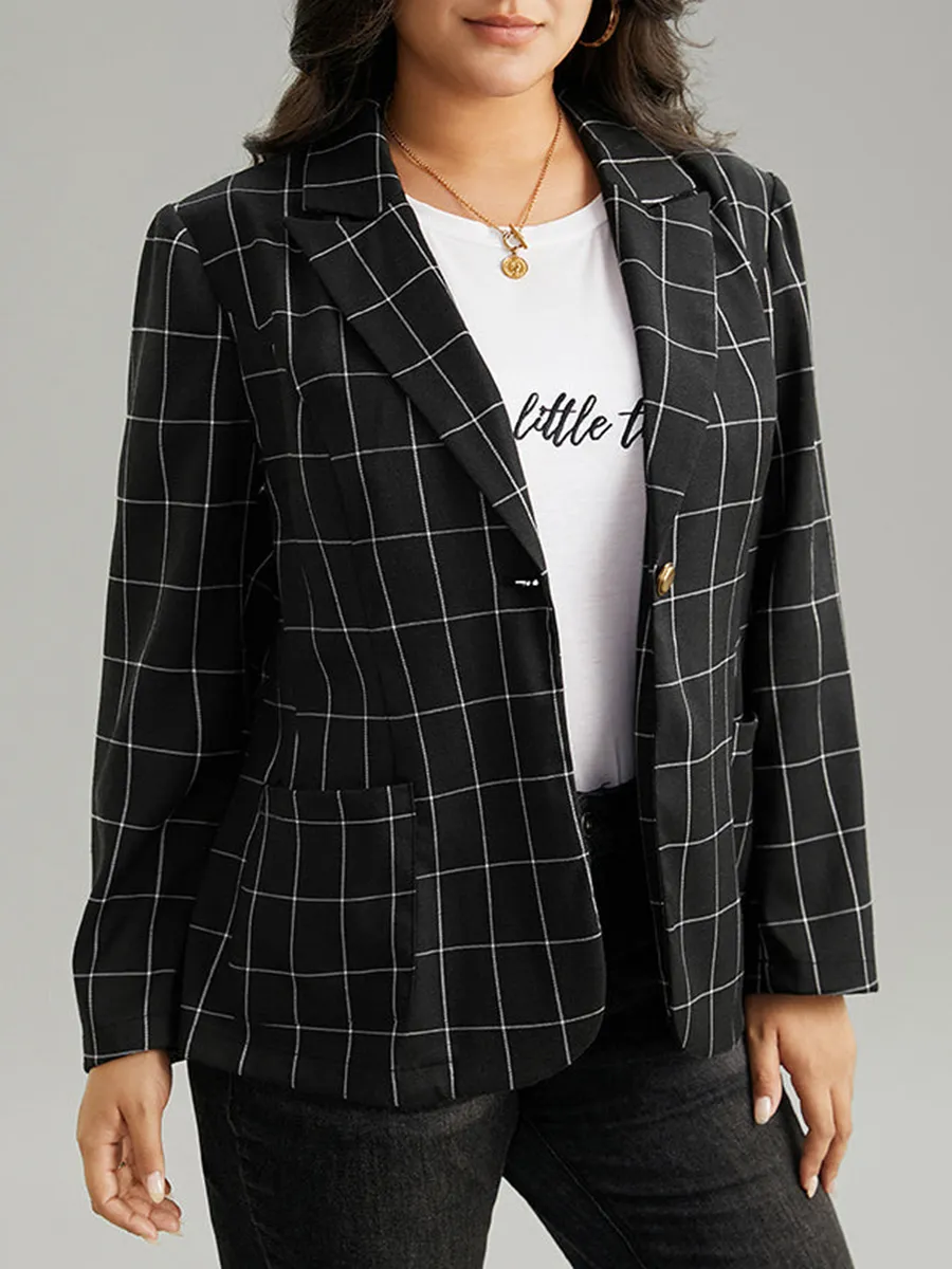 Black checked suit jacket for women