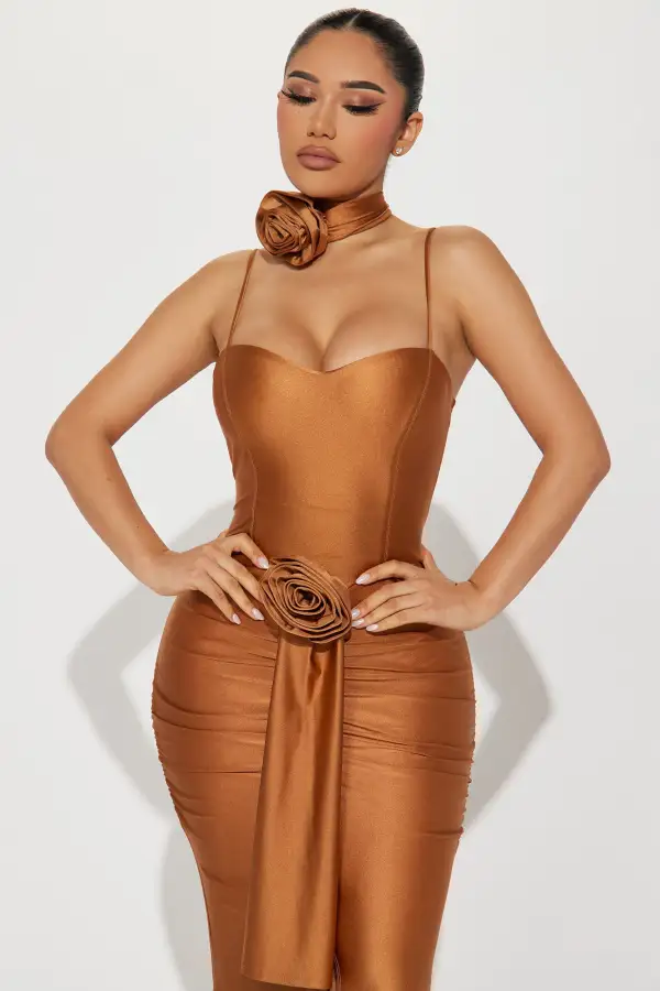 Claire Ruched Maxi Dress - Mocha