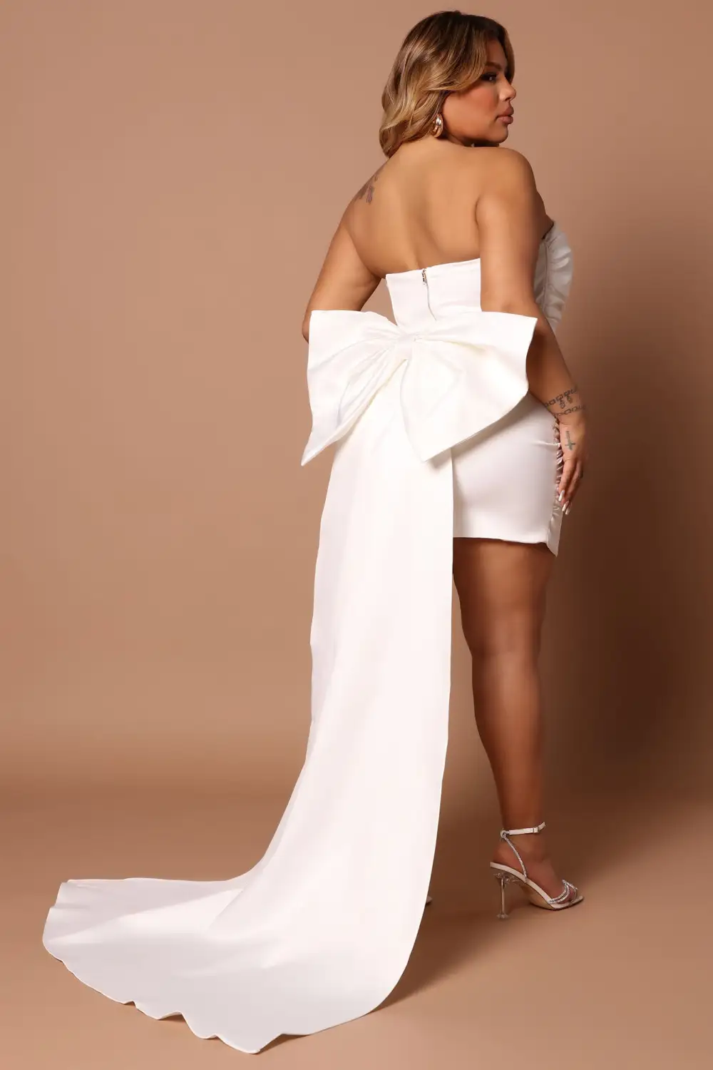Antoinette Satin Mini Dress - White