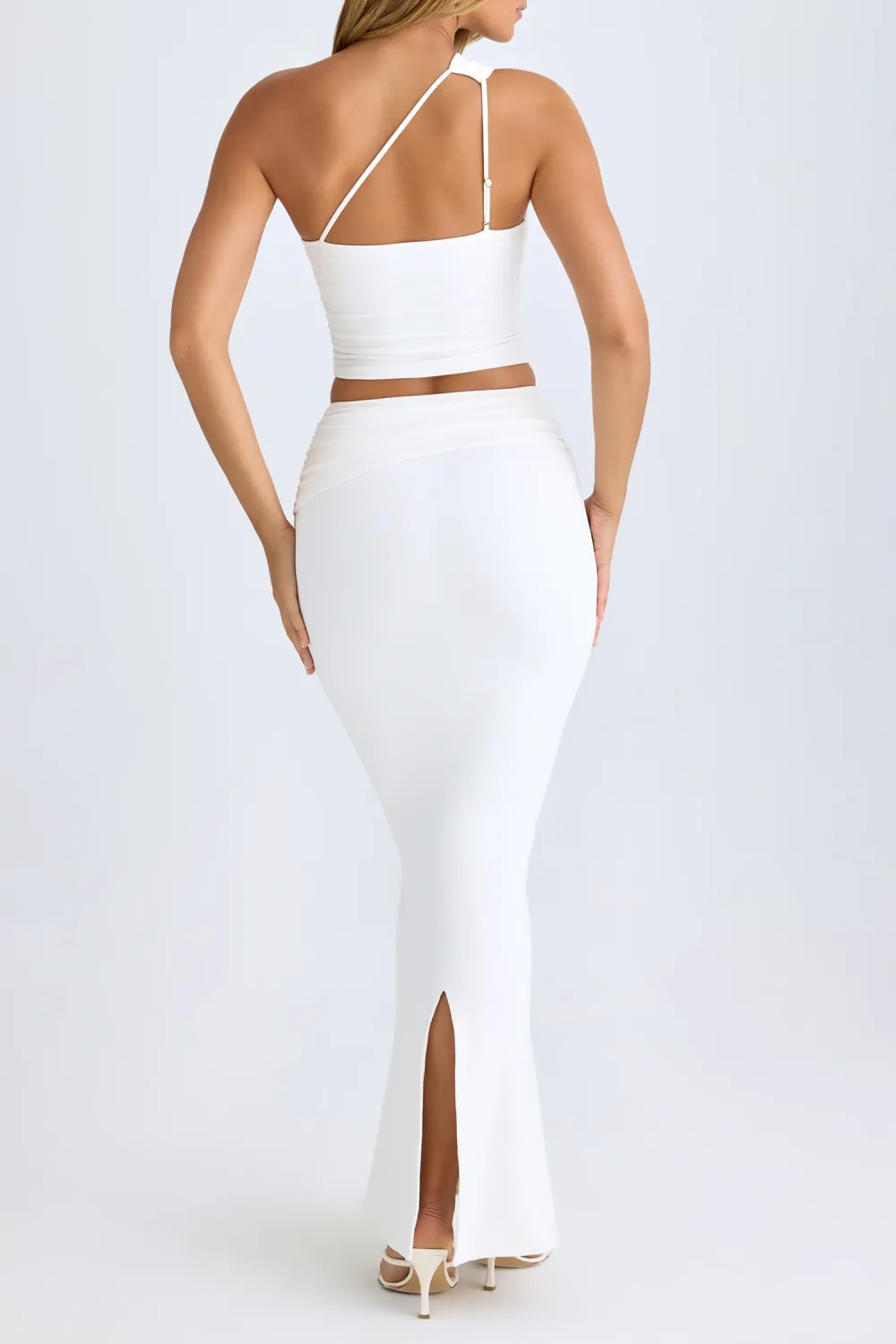 Mid-Rise Asymmetric Pleated Long Skirt