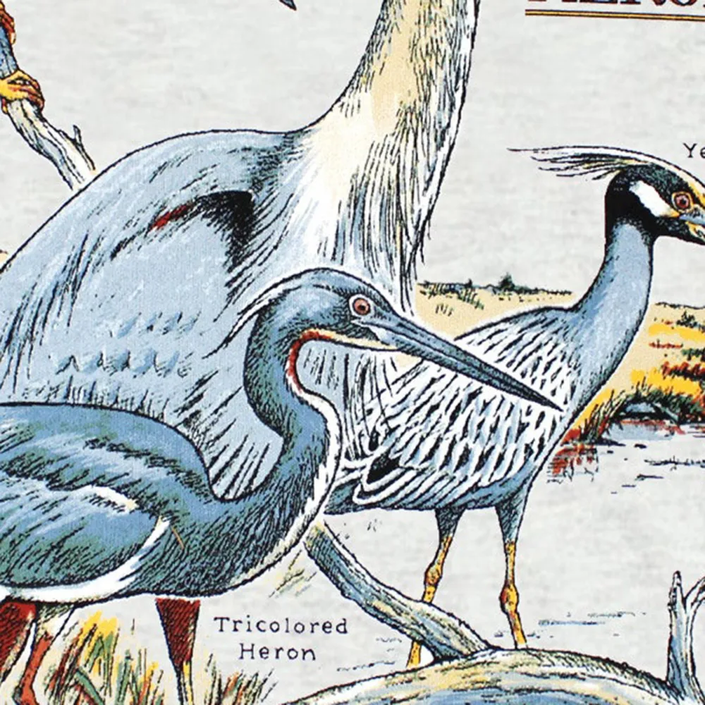 Bird Print Round Neck Long Sleeved Women's Top