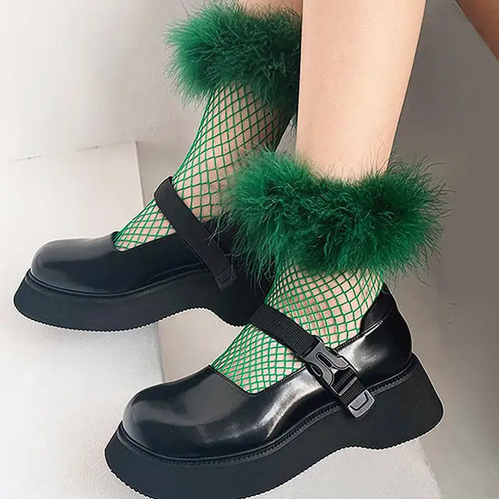 Retro Fluffy Net Socks