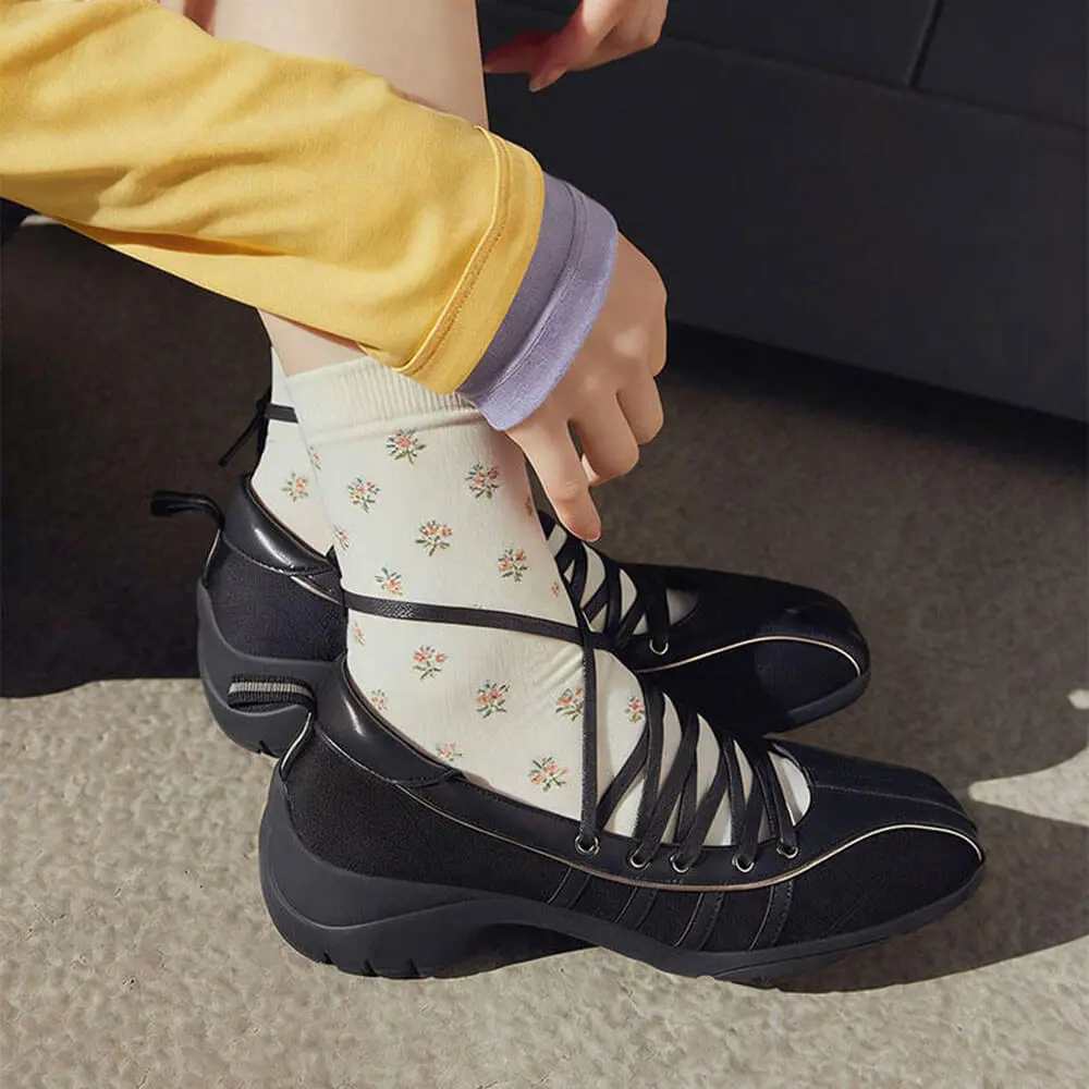 Model Lace Up Ballet Heeled Sneakers