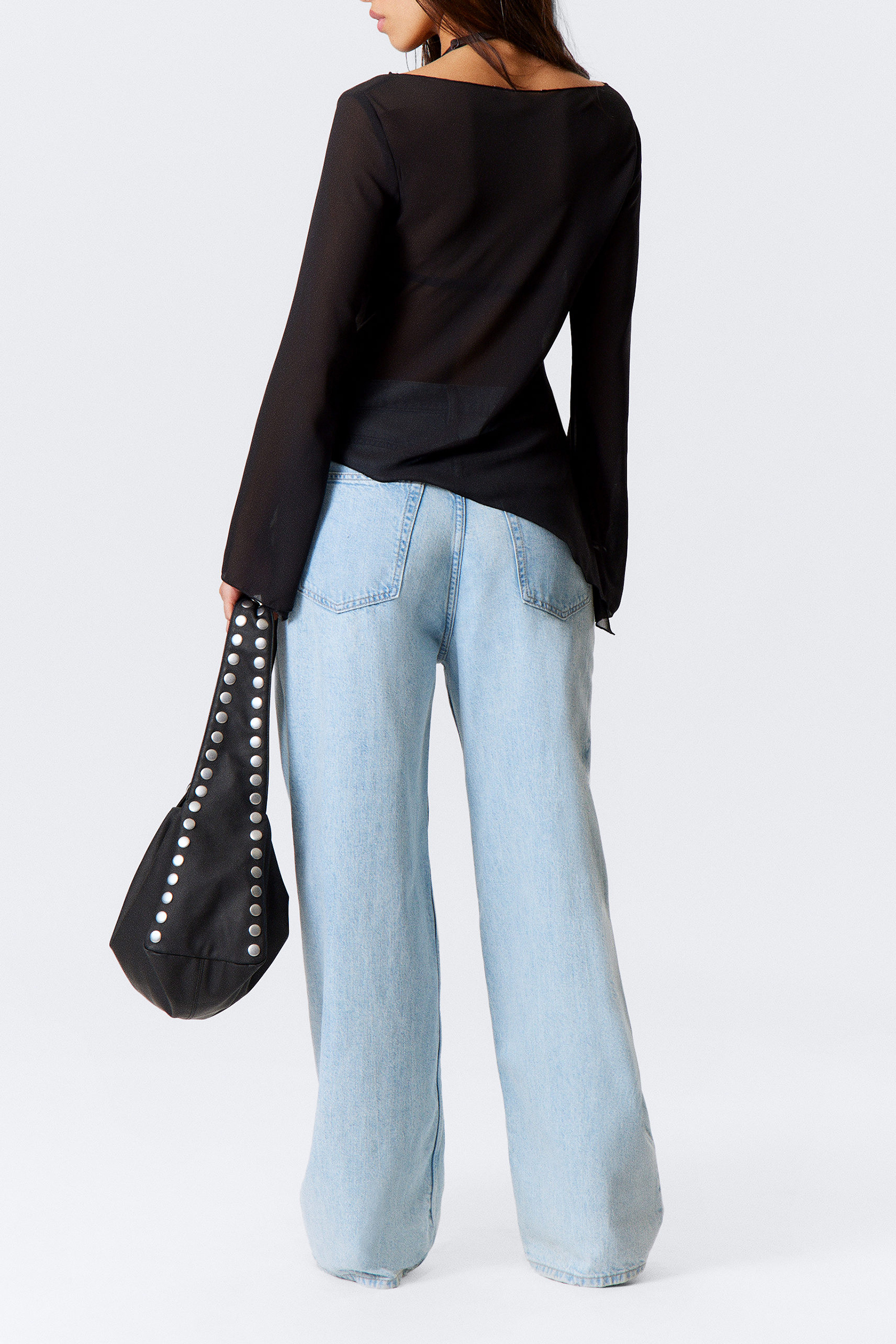 Asymmetric Hem Long Sleeve Blouse