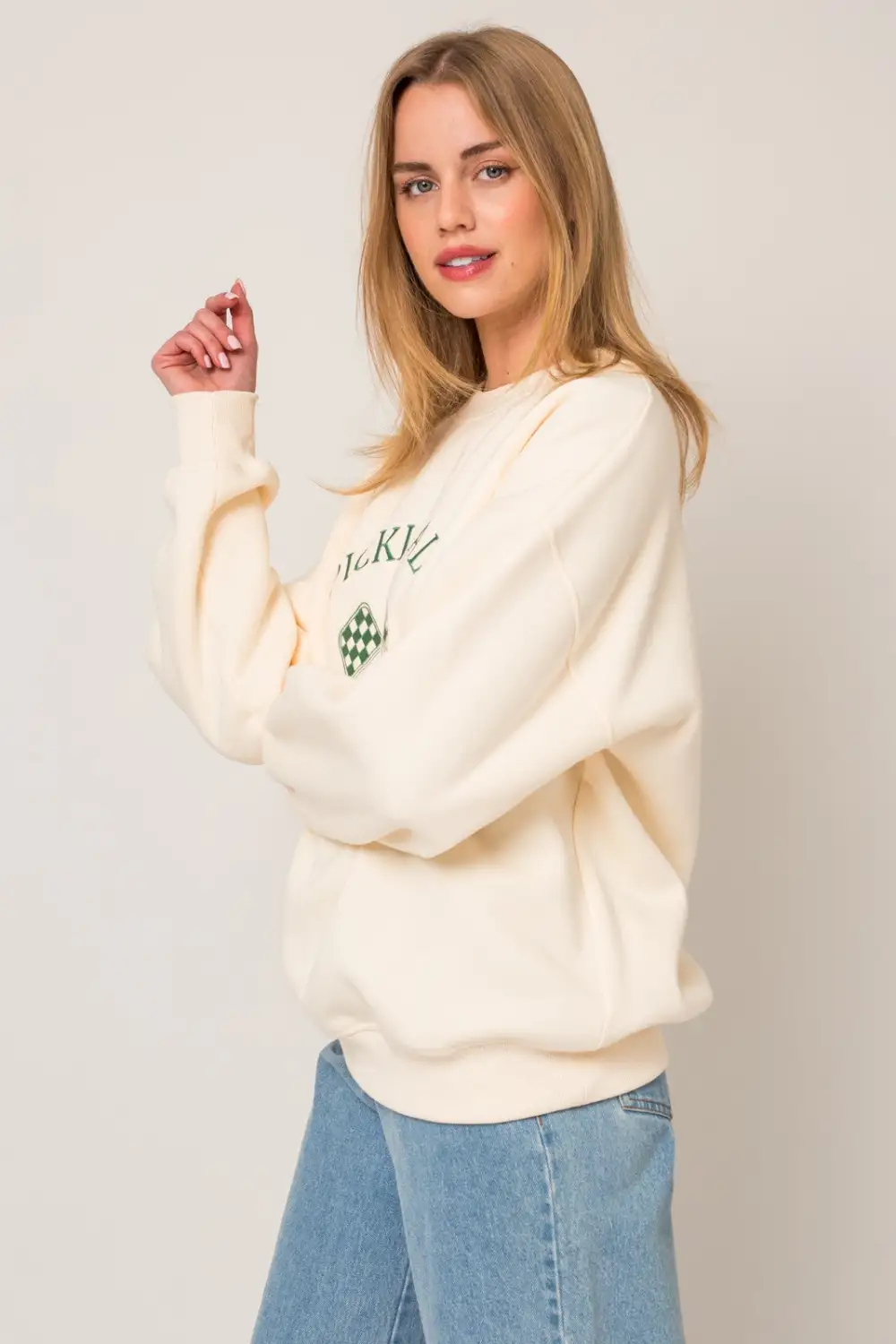 Pickleball Crewneck ? Cream/Green