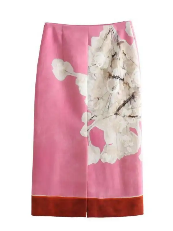 Modern Printed Floral Detail Skirt