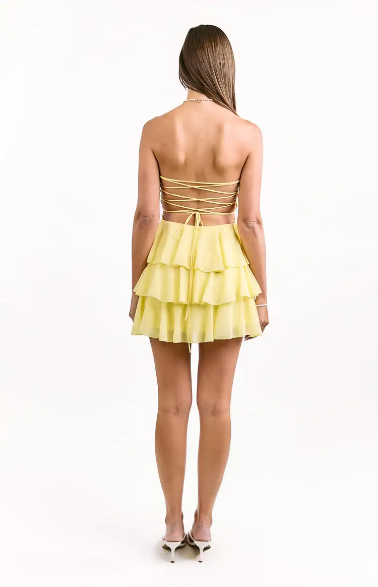 Strapless Ruffle Frills Mini Dress