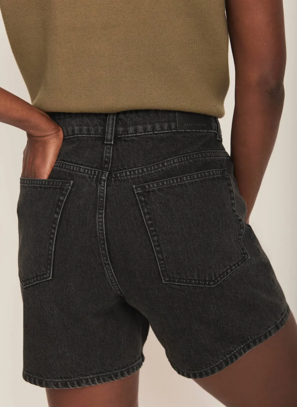 Casual Style Washed Black Denim Shorts