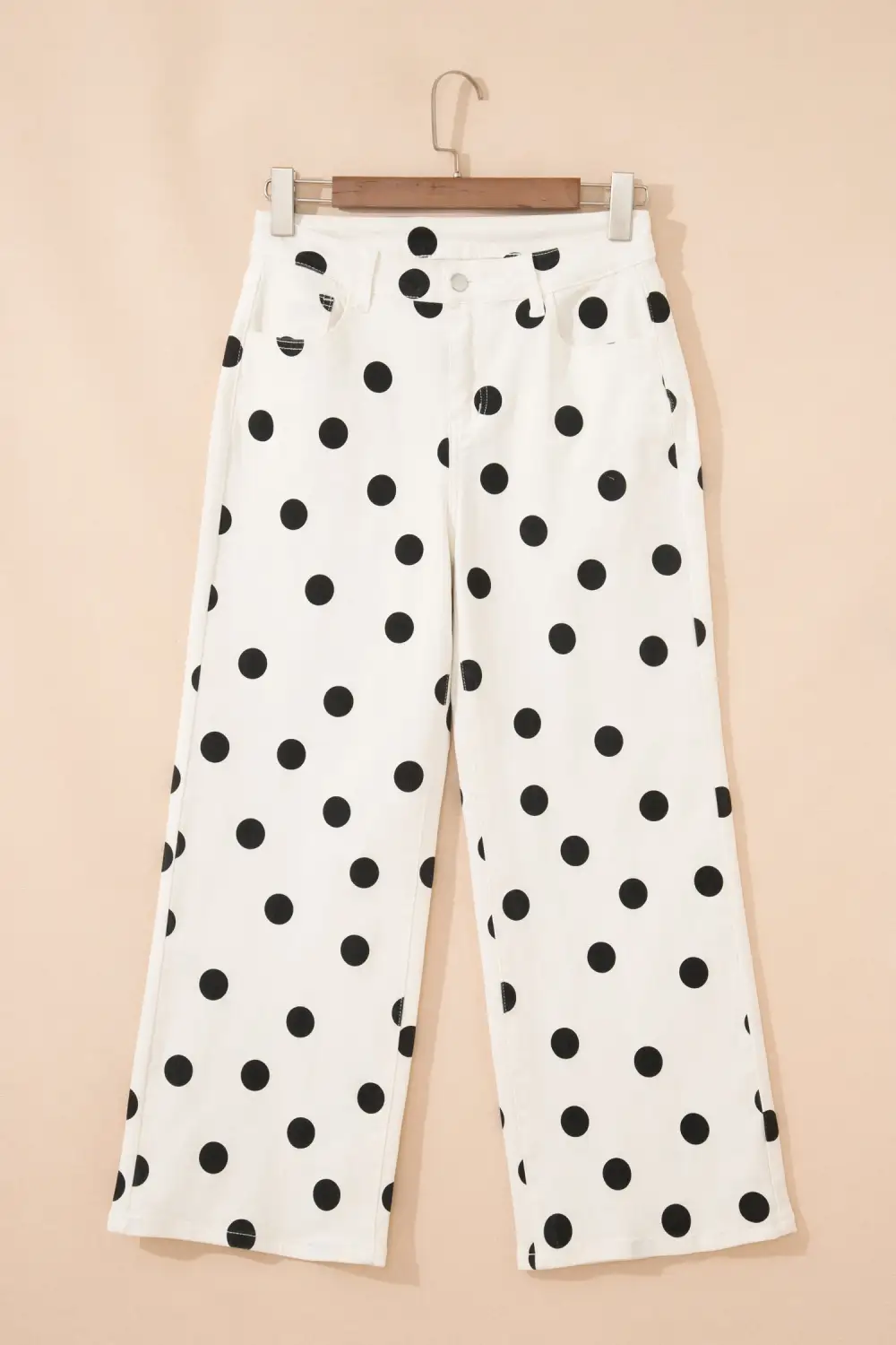 Wide Leg Print Polka Dot Ankle-length Jeans