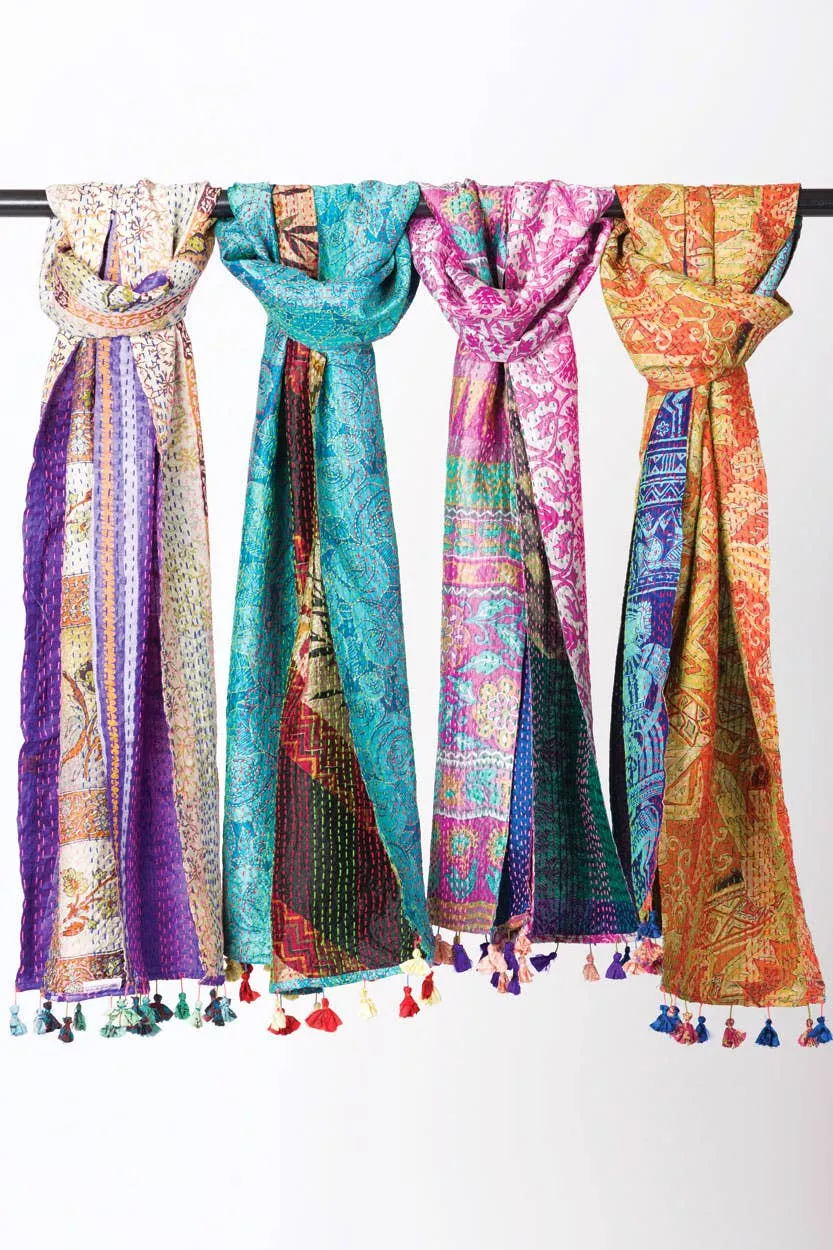 Kantha Silk Wrap Scarf