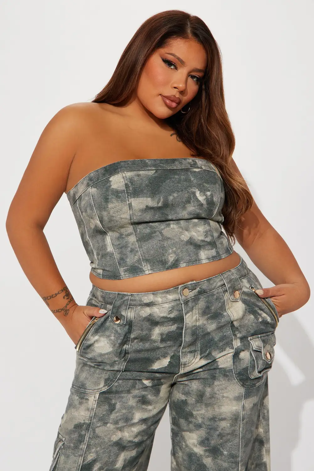 On My Mind Cargo Pant Set - Grey/combo