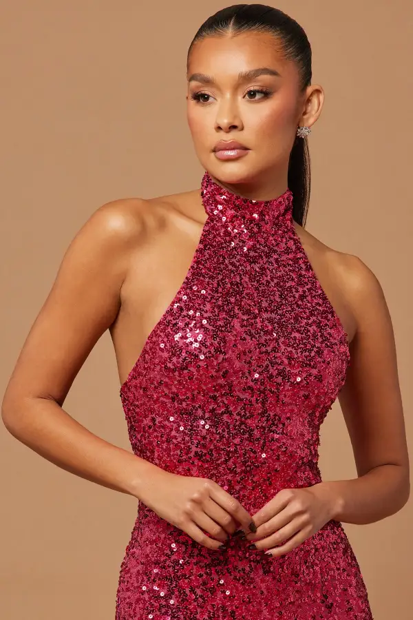 Charlotte Sequin Maxi Dress - Hot Pink