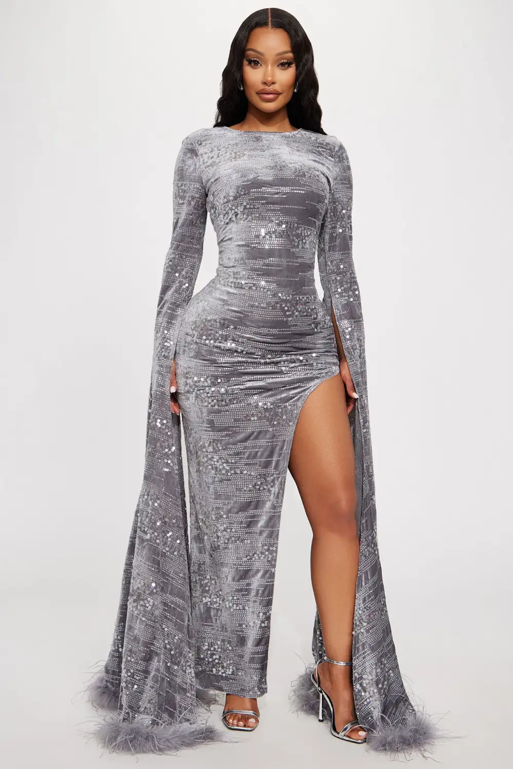Viviane Velvet Gown - Grey