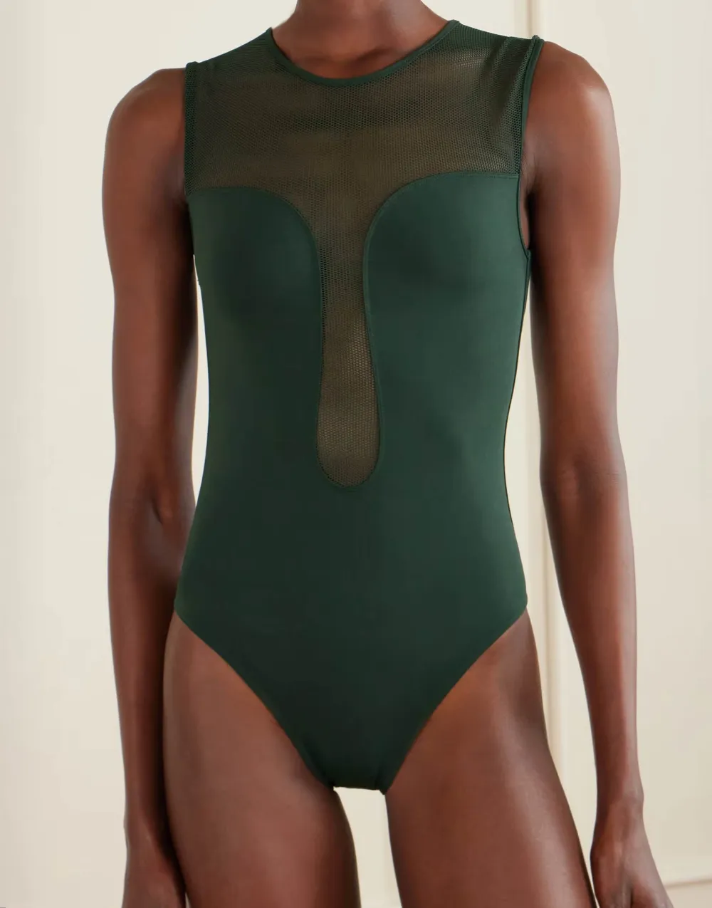 Women’s Statement Backless Mesh Trim One-Piece Swimsuit