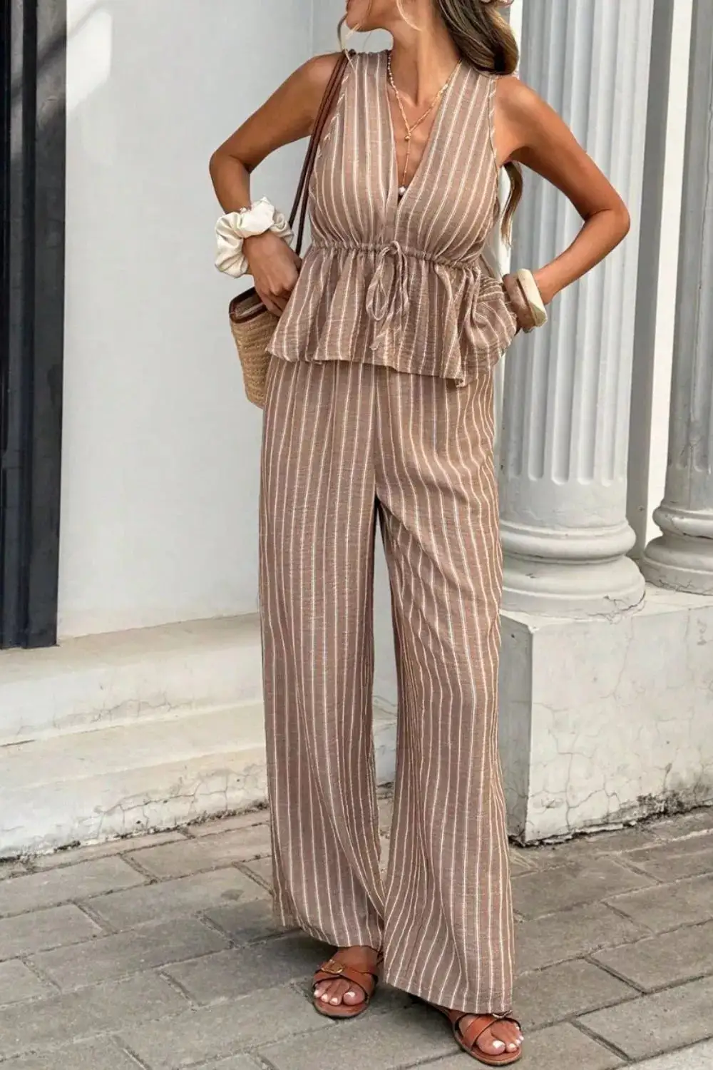 Striped Wide Leg Jumpsuit