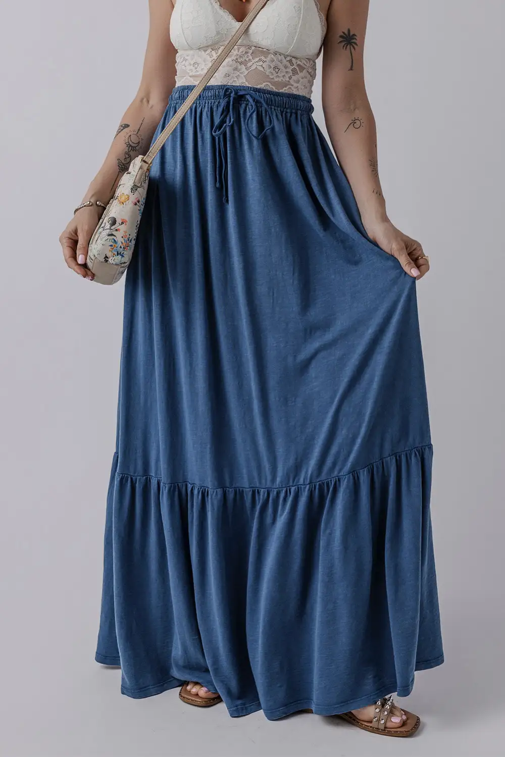 Chic Maxi High Waist Lace Skirt