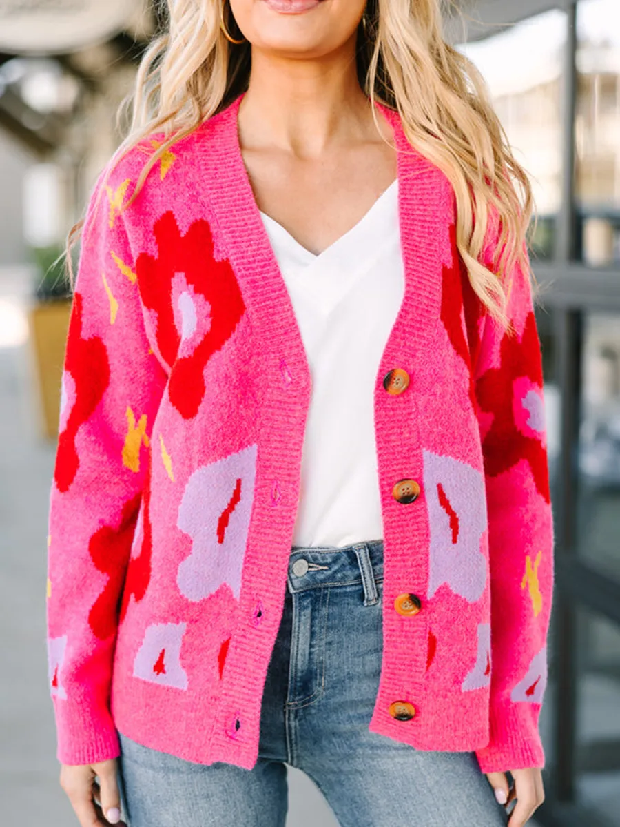 Pink Floral Cardigan