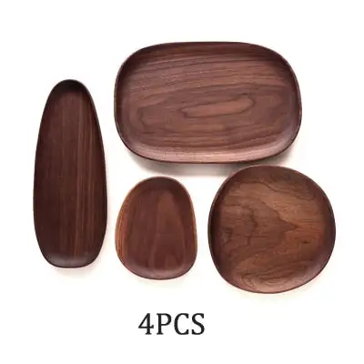 (Store Closing Sale) Wooden Irregular Oval Solid Pan Plate