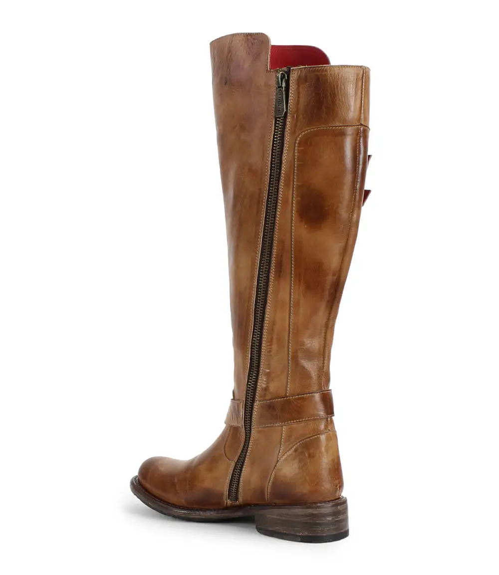 Equestrian Round Toe Leather Rugged Knee High Boots