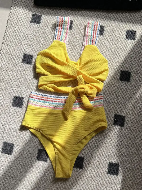 Rainbow Ribbon Series High Waisted Bikini Swim Set