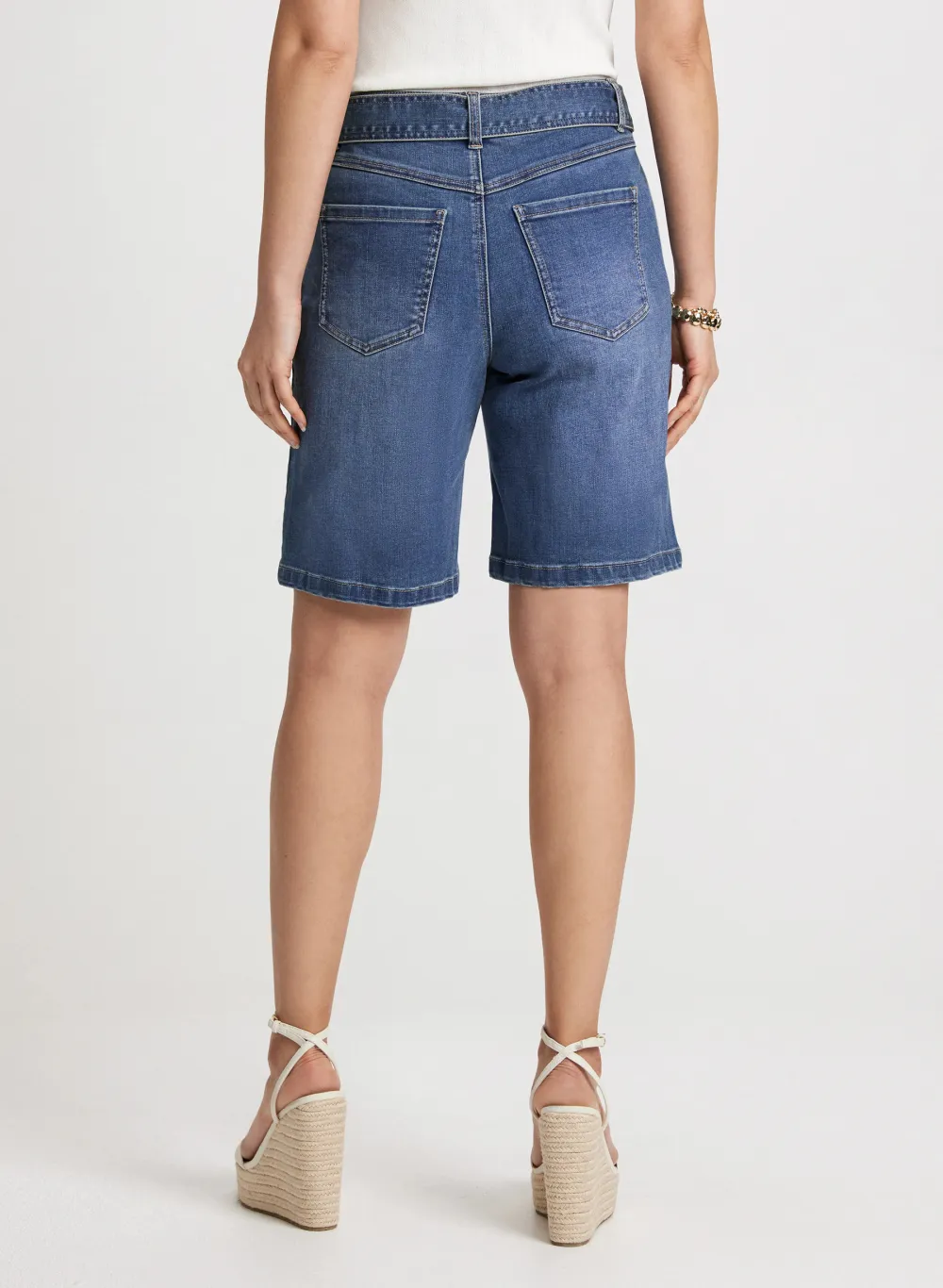 Casual Denim Shorts With Tie-Strap Detail