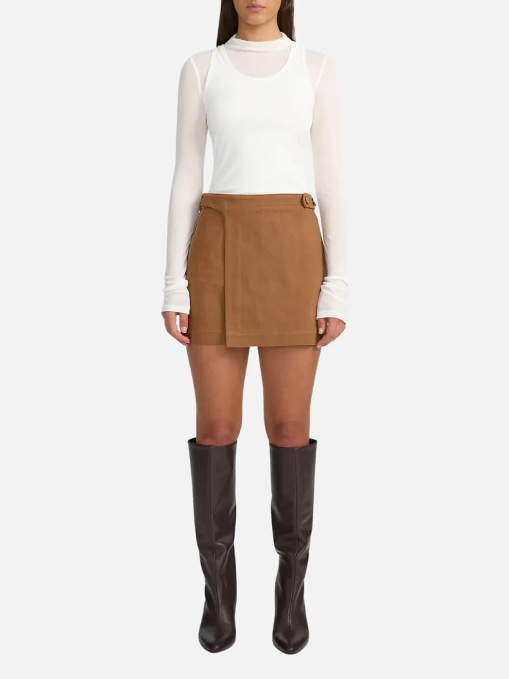 Plain Mid-Waist Mini Skirt