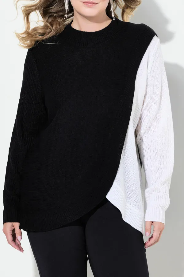 Splicing Round Neck Women's Sweater
