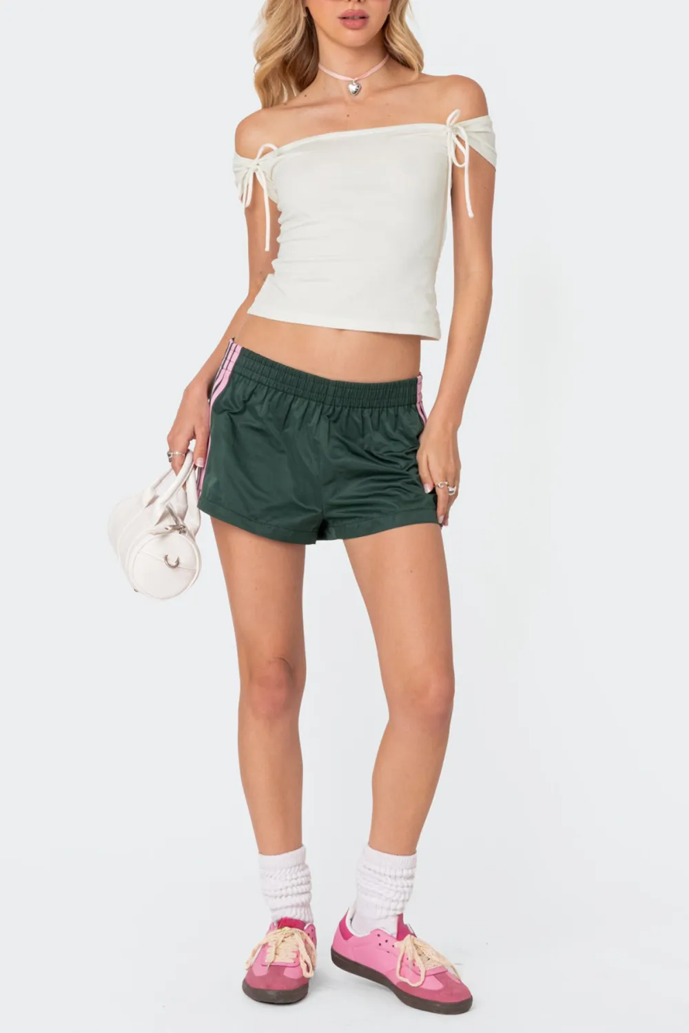 Blue Nylon Casual Shorts