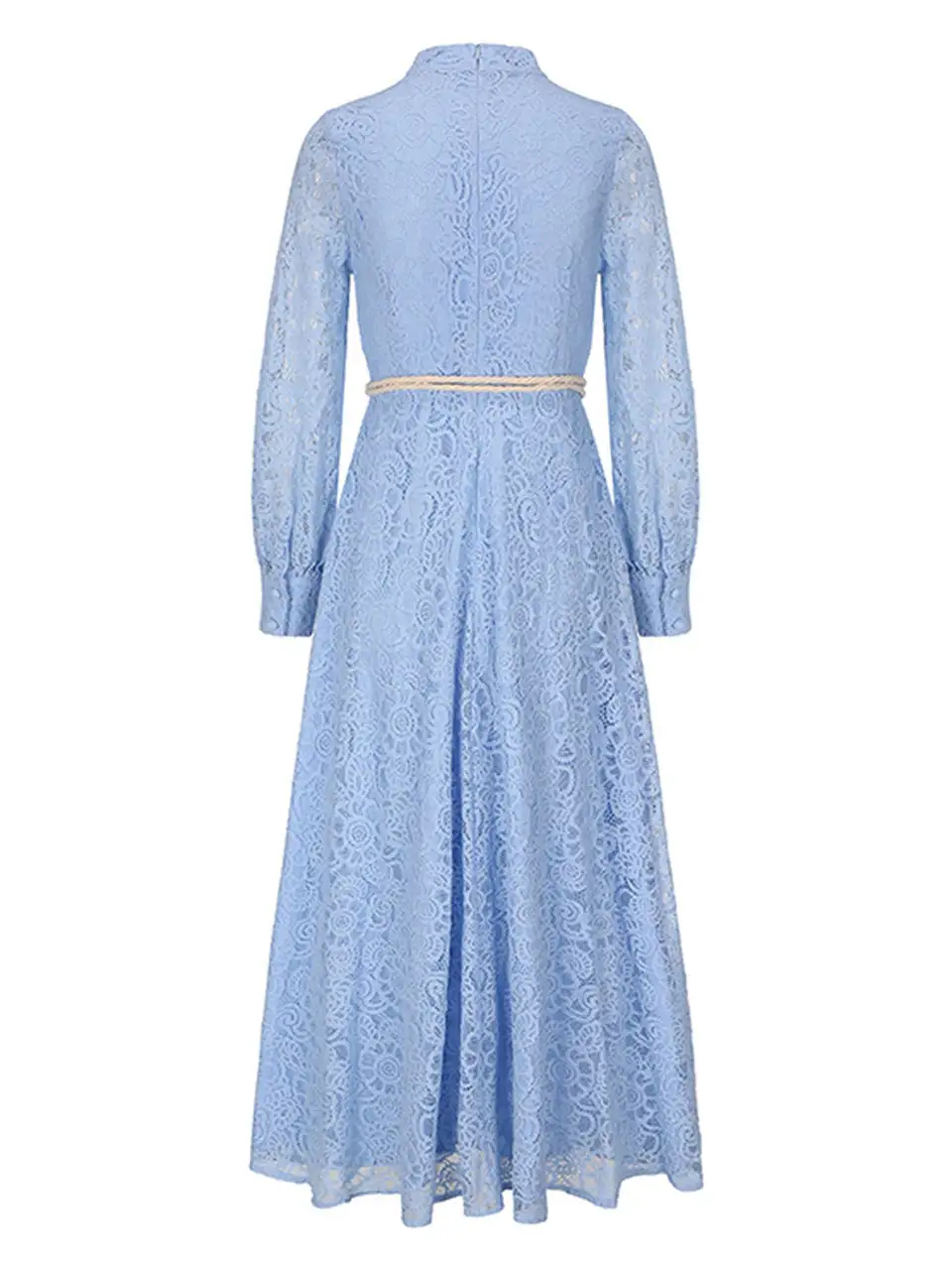 Lace Edwardian Stand Collar Maxi Dress
