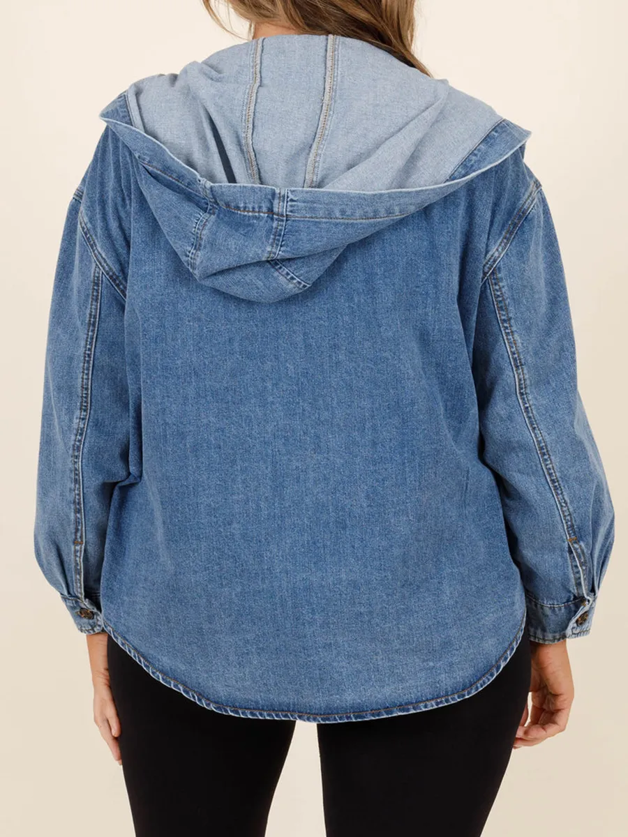 Multi pocket hooded denim jacket