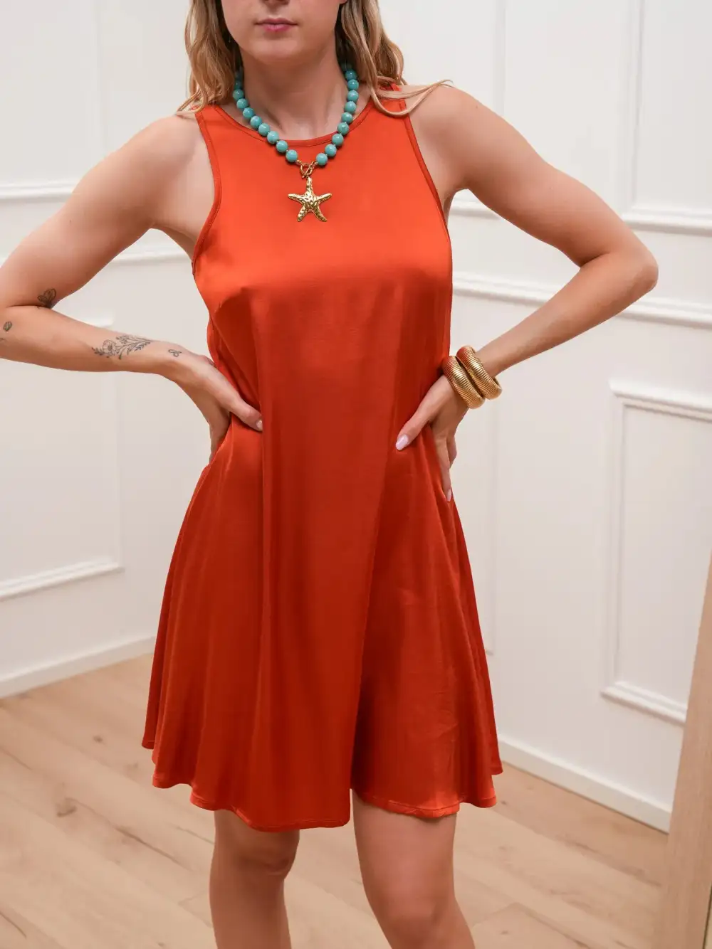 Mini a Line Satin Top