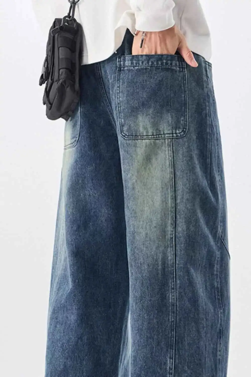 Relaxed Vintage Wash Wide Leg Jeans