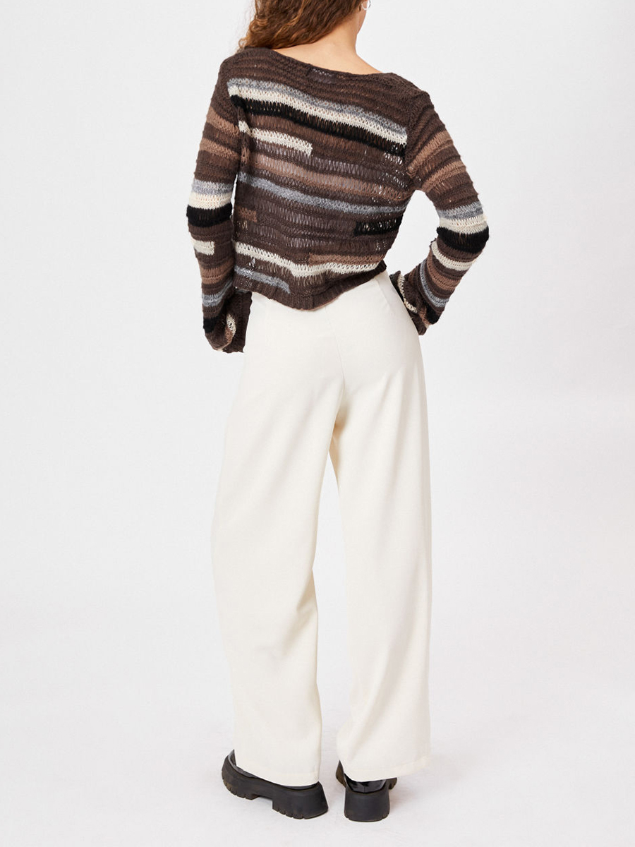 Milk Tea Pleated Wide Leg Trousers