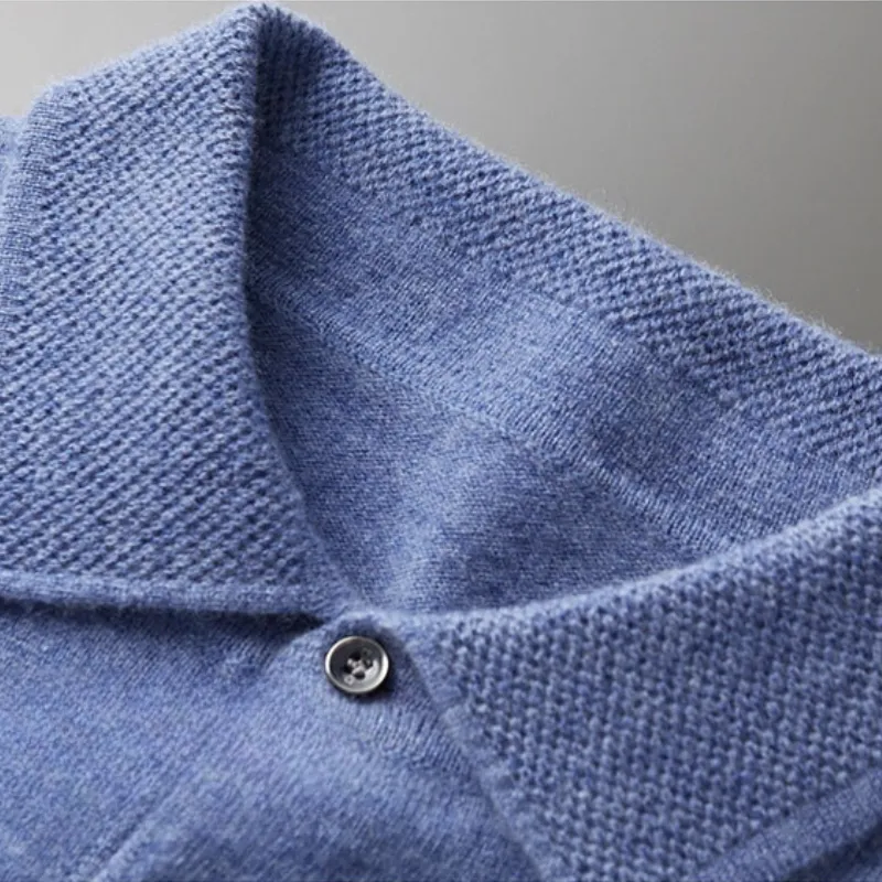 Wool Blend Long Sleeve Polo