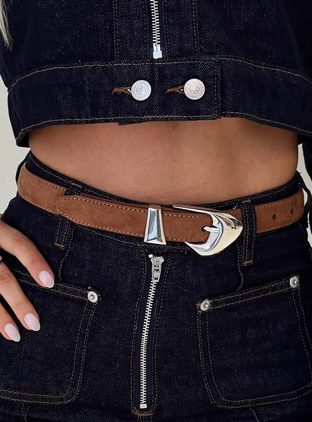 Buckle Faux Leather Cleanline Belt