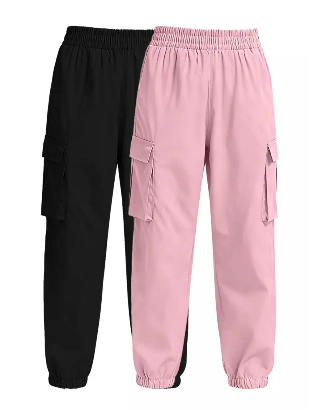 Piece Elastic Waist Cargo Pants