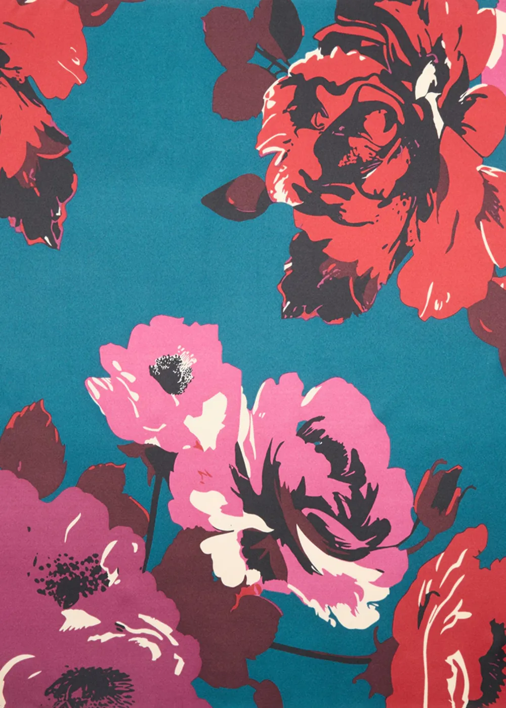 Blue Floral-Print Scarf