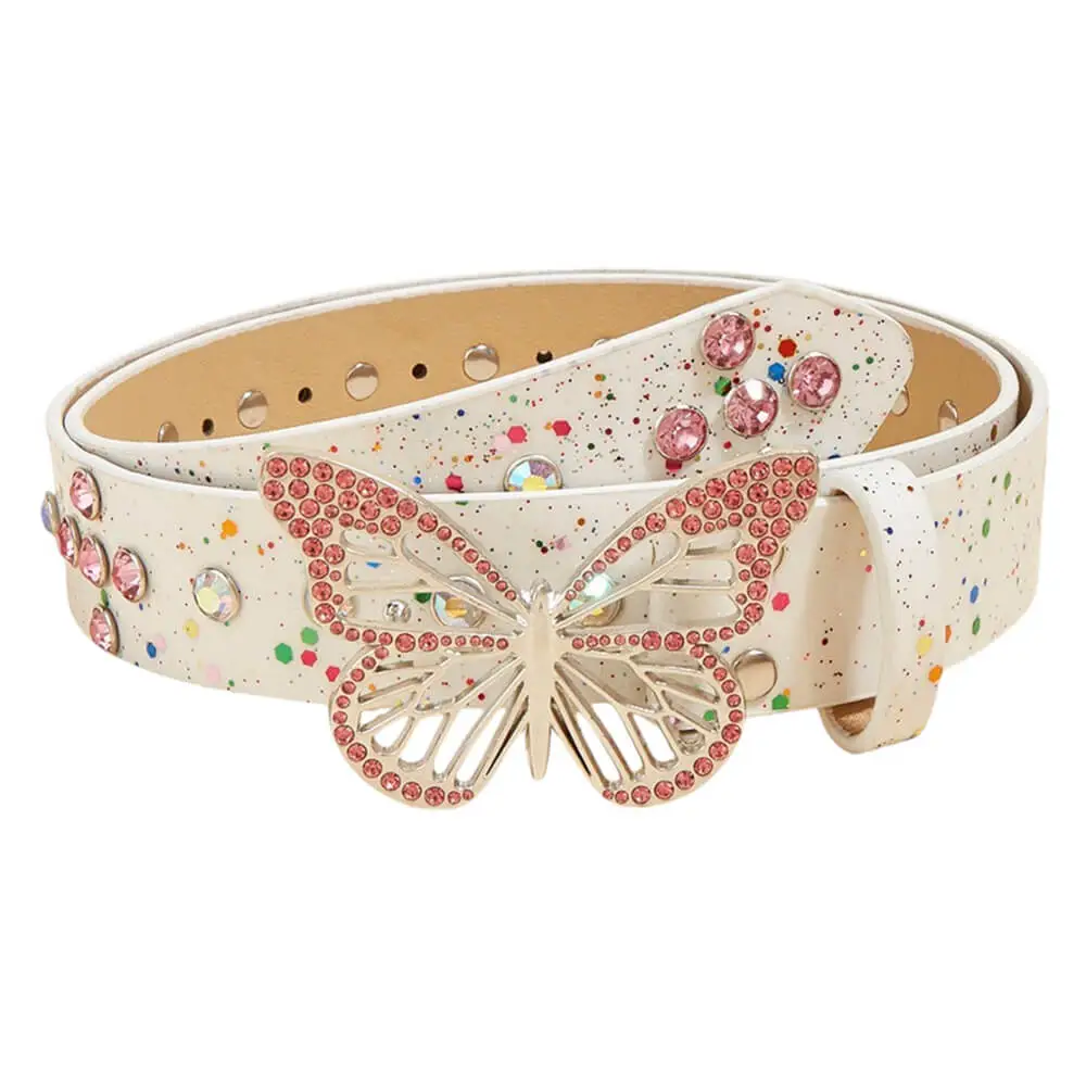 Butterfly Rhinestone Buckle Belt