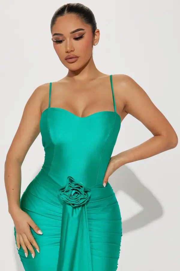 Claire Ruched Maxi Dress - Jade