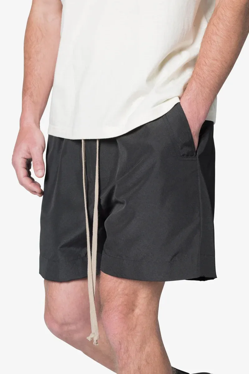 BLACK ELASTIC - WAIST CASUAL SHORTS