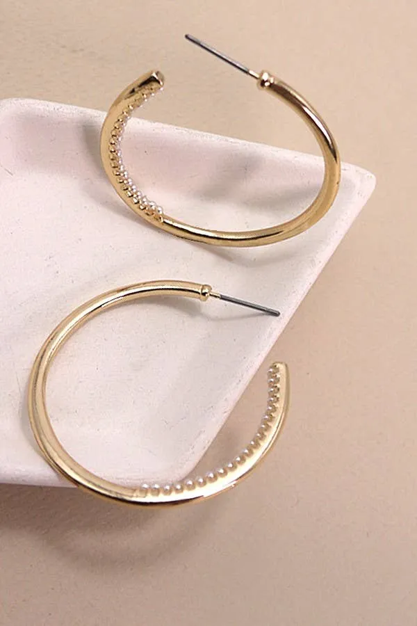 Inner Pearl Hoop Earrings