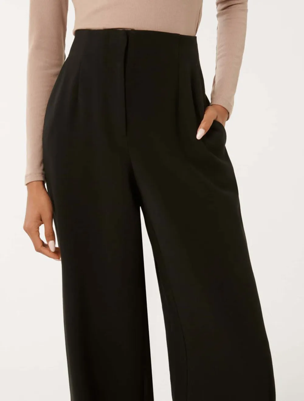 Petite High-Waist Wide-Leg Pants