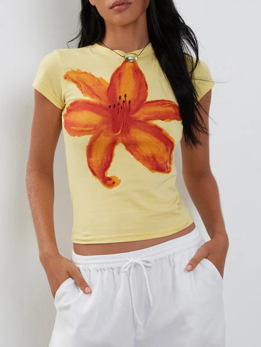 Lemonade With Summer Flower Print Baby Tee