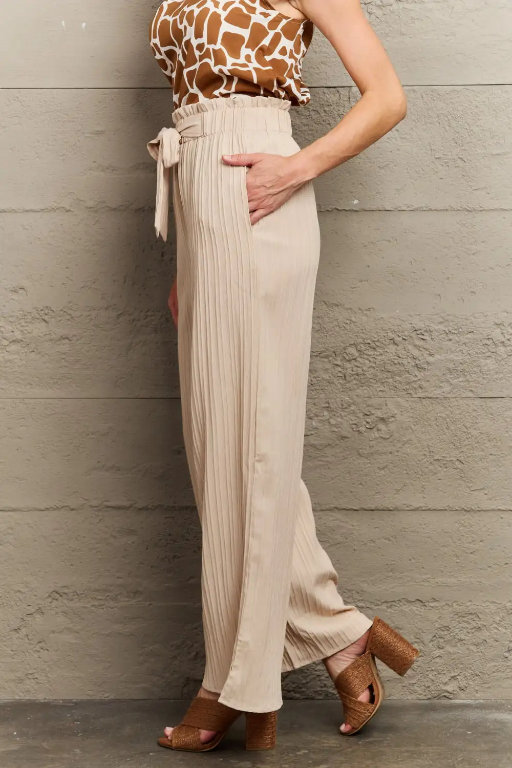 Relaxed Tie Waist Long Pants