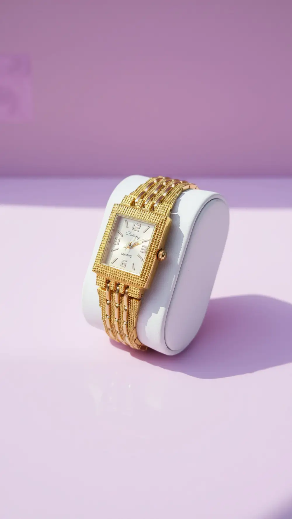 Rectangular Textured Stacking Quartz Watch