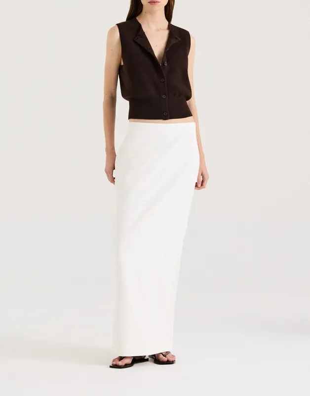 Chocolate Cropped Button Front Knit Vest