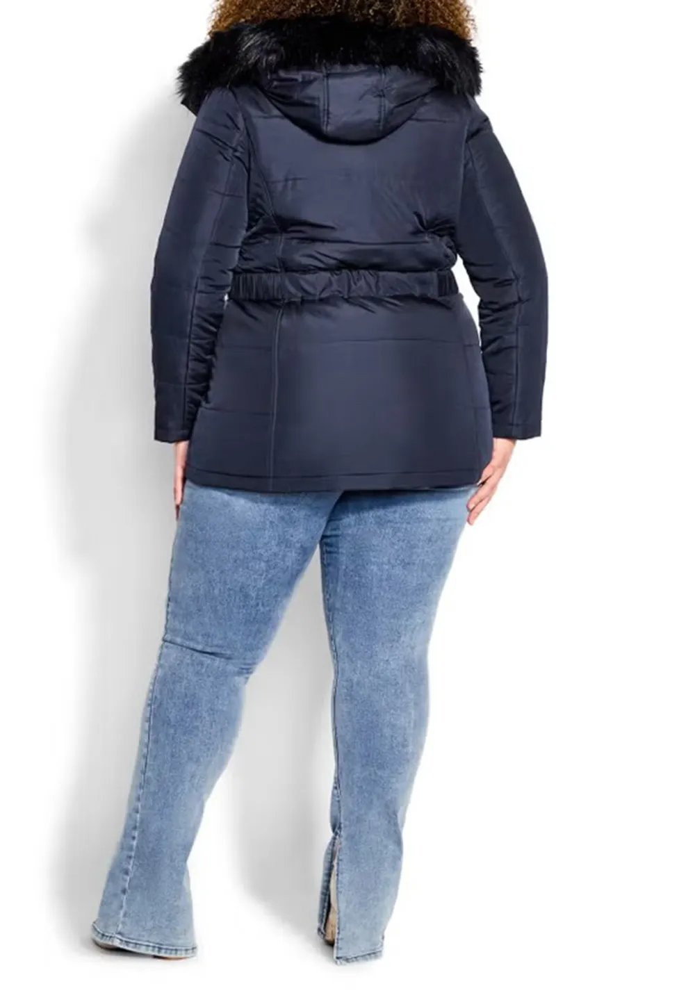 Waist Tied Fur Hat Down Jacket