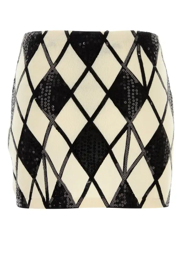 Mini Embroidered Wool-Blend Skirt