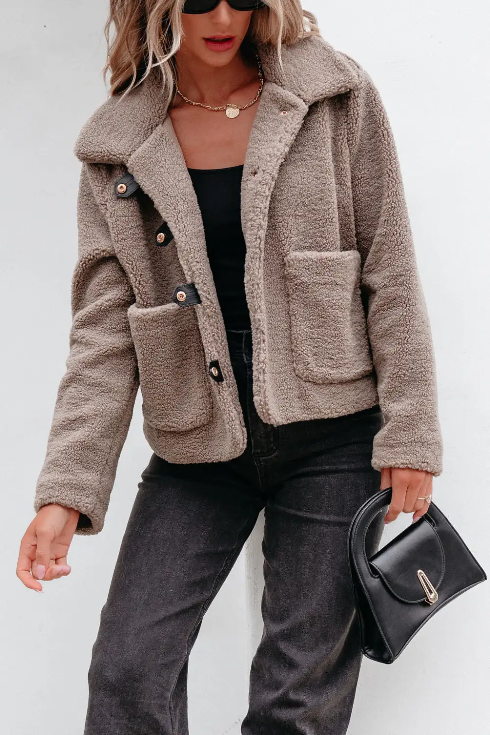 Mocha Sherpa Button Up Jacket