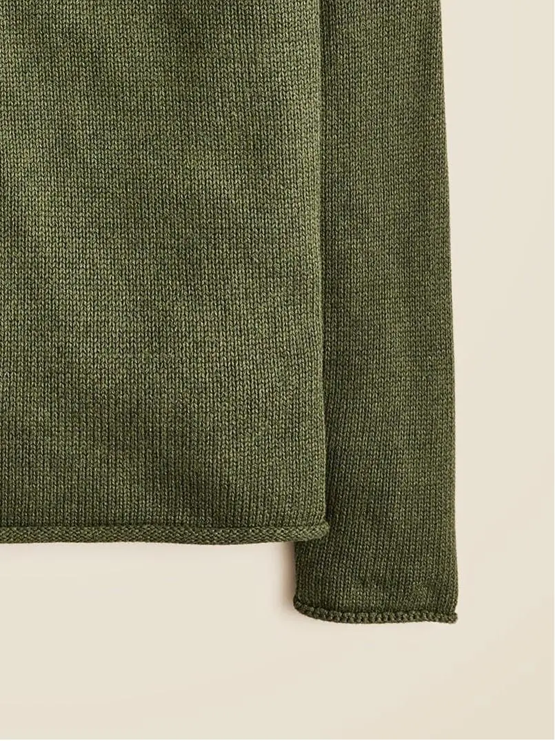 Olive Green Mock Neck Knit Sweater